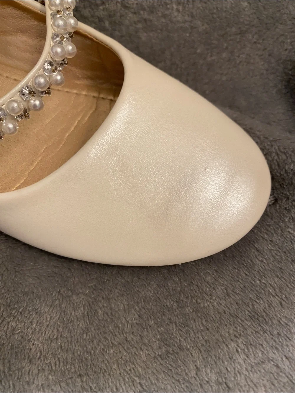 Dream Pairs Cream Pearl-Strap Mary Jane Flats